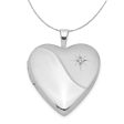 20mm Polished and Satin Diamond Heart Silver Locket Necklace Discount