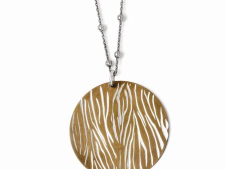 40mm Cognac Animal Print Disc Necklace in Sterling Silver, 17-19 in Online Sale