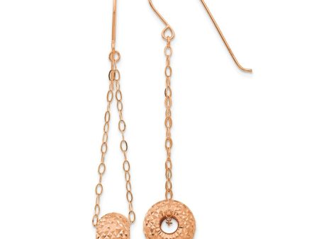 Diamond Cut Bead Dangle Earrings in 14k Rose Gold Online