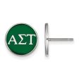 Sterling Silver Alpha Sigma Tau Green Enamel Disc Post Earrings Sale