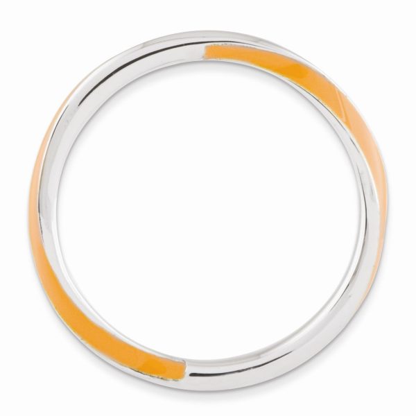 2.5mm Silver Twisted Orange Enameled Stackable Band Hot on Sale