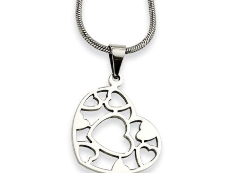 Women s Stainless Steel Hearts in Heart Necklace Hot on Sale