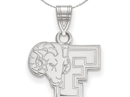 Sterling Silver Fordham U Small Ram  F  Pendant Necklace Cheap