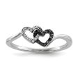 1 10 Ctw White & Black Diamond Double Heart Sterling Silver Ring Hot on Sale