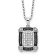 1 3 Cttw Black & White Diamond Rectangle Necklace in Sterling Silver For Sale