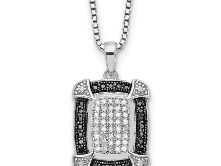 1 3 Cttw Black & White Diamond Rectangle Necklace in Sterling Silver For Sale