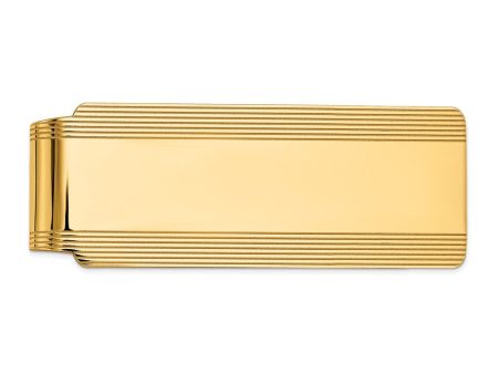 Men s 14k Yellow Gold Striped Edge Fold-Over Money Clip Online Hot Sale