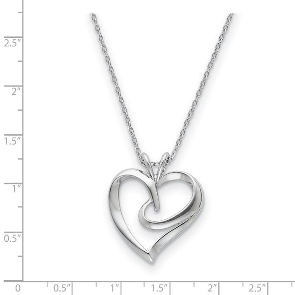 Rhodium Plated Sterling Silver Hugging Heart Necklace, 18 Inch on Sale