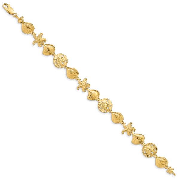 14k Yellow Gold Sea Life Bracelet - 7.25 Inch Online Hot Sale