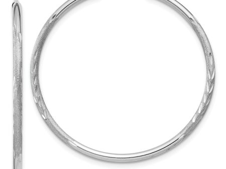 1.5mm x 34mm 14k White Gold Satin Diamond-Cut Endless Hoop Earrings Online Sale