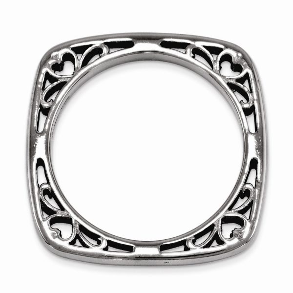 2.25mm Stackable Black Plated Silver Square Side Scroll Band Online now