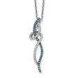 1 3 Ctw Blue & White Diamond Swirl Bar Necklace in Sterling Silver Online now