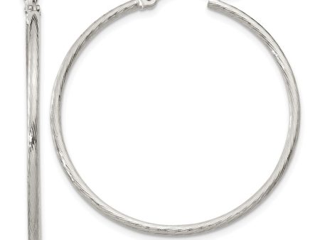 1.5mm, Sterling Silver Classic Textured Round Hoop Earrings, 35mm Discount