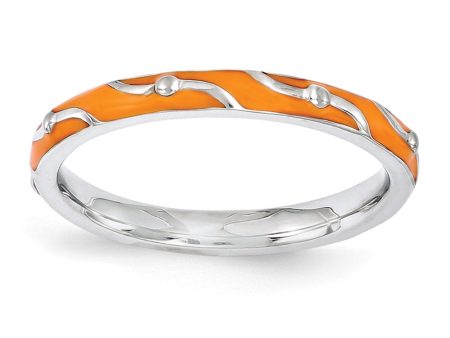 2.5mm Sterling Silver Stackable Expressions Orange Enamel Band Online Sale