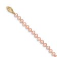 4-5mm, Pink FW Cultured Pearl & 14k Yellow Gold Clasp Necklace For Sale