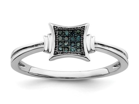 1 20 Ctw Blue Diamond 6mm Concave Square Ring in Sterling Silver Online