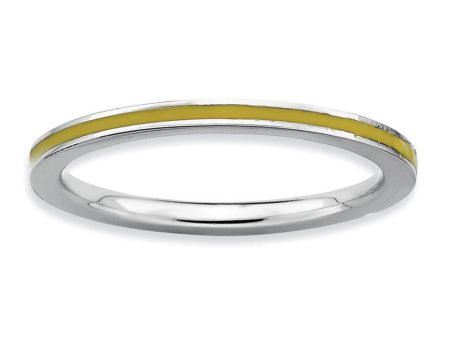 1.5mm Sterling Silver Stackable Yellow Enameled Band Online Sale