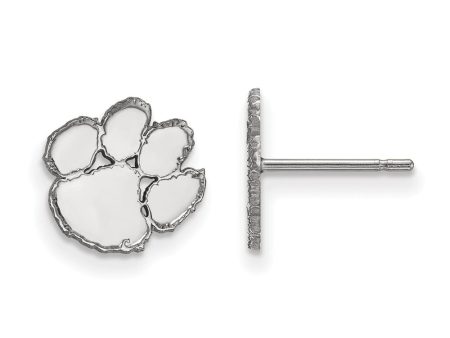 10k White Gold Clemson University XS (Tiny) Post Earrings For Discount