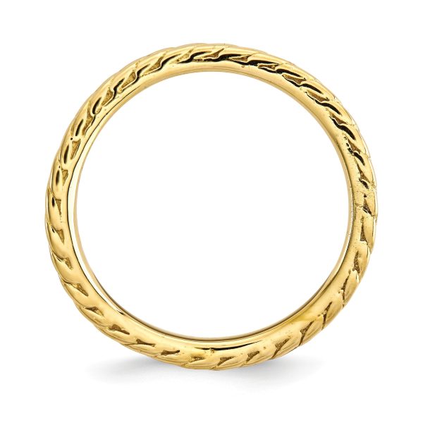 1.5mm Stackable 14K Yellow Gold Plated Silver Curved Wheat Band Online