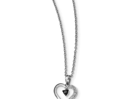 1 8 Ctw Black & White Diamond 13mm Heart Necklace in Sterling Silver Online