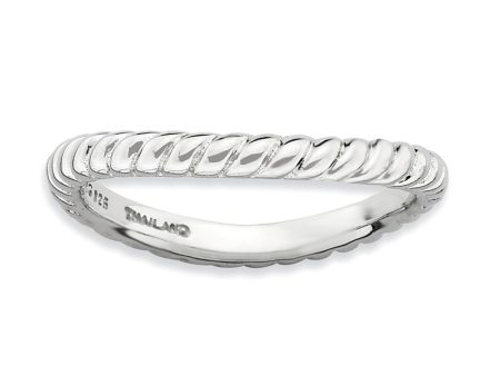 2.25mm Stackable Sterling Silver Curved Rope Band Fashion