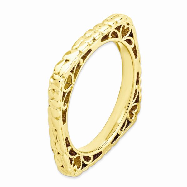 2.25mm Stackable 18K Yellow Gold Plated Silver Square Band Online now