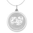 Sterling Silver Laser Etched Pekingese Dog 19mm Necklace Discount