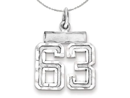 Sterling Silver, Varsity Collection, Small D C Number 63 Necklace on Sale