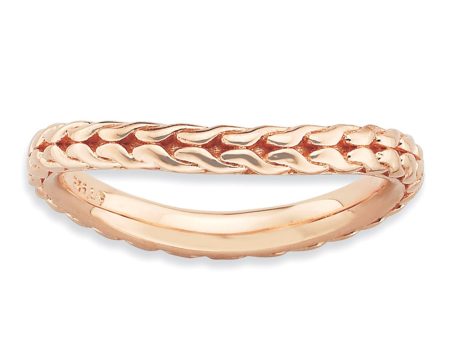 2.25mm Stackable 14K Rose Gold Plated Silver Curved Wheat Design Band For Sale