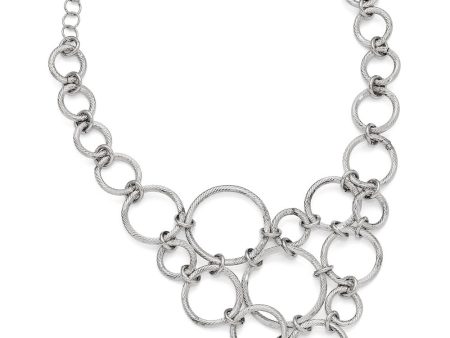 Textured Multi Circle Collar Necklace in Sterling Silver, 18.5 Inch Hot on Sale