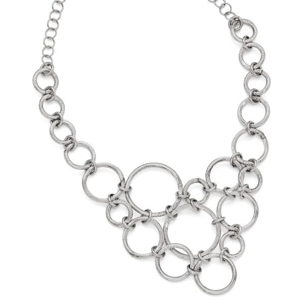 Textured Multi Circle Collar Necklace in Sterling Silver, 18.5 Inch Hot on Sale