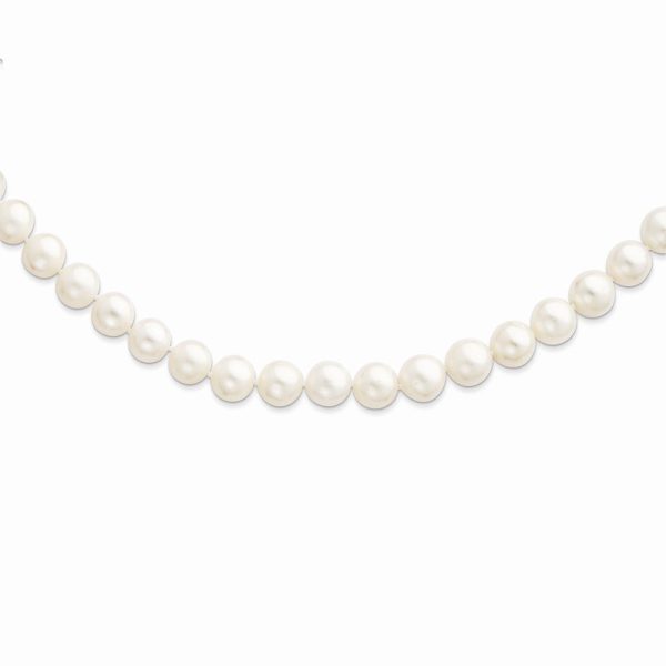 10-11mm, White FW Cultured Pearl & Sterling Silver Clasp Necklace For Sale