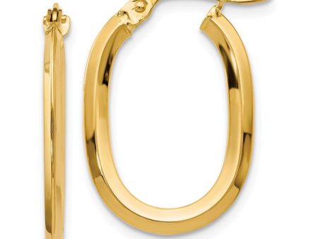 1.4mm Polished Knife Edge Oval Hoop Earrings in 14k Yellow Gold, 22mm Online Hot Sale