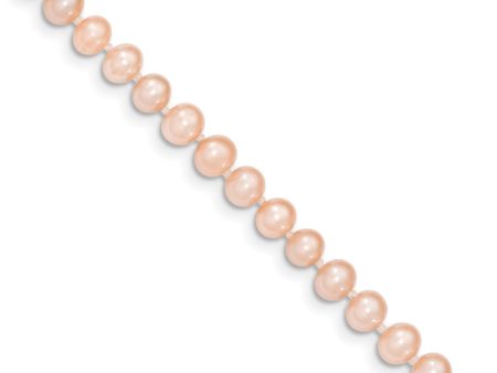 5-6mm, Pink FW Cultured Pearl & 14k Yellow Gold Clasp Necklace on Sale