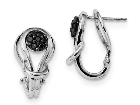 1 4 Ctw Black Diamond Love Knot Omega Back Earrings in Sterling Silver Online