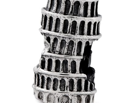 3D Leaning Tower of Pisa Bead Charm in Antiqued Sterling Silver Supply