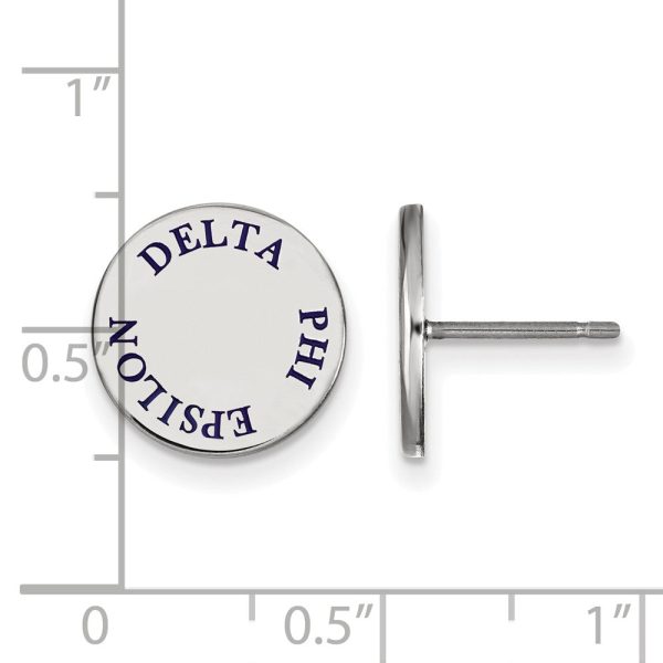 Sterling Silver Delta Phi Epsilon Blue Enamel Post Earrings For Sale