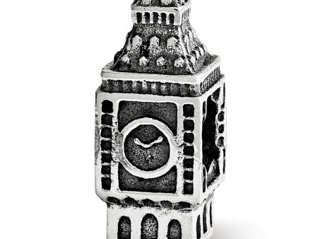 Big Ben Clock Tower Bead Charm in Antiqued Sterling Silver Discount