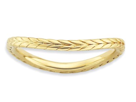 1.5mm Stackable 14K Yellow Gold Plated Silver Curved Wheat Band Online