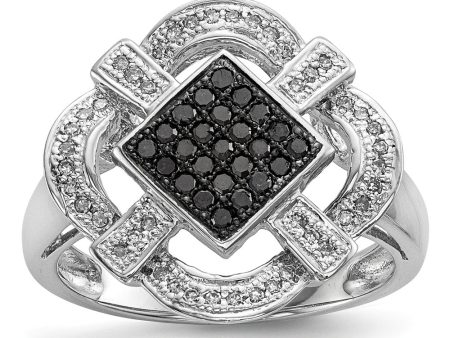 1 3 Cttw Black & White Diamond Rhombus Ring in Sterling Silver Online now