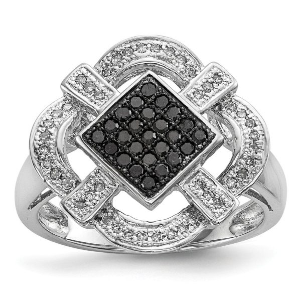 1 3 Cttw Black & White Diamond Rhombus Ring in Sterling Silver Online now