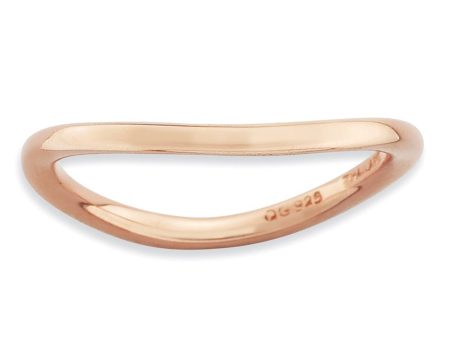 1.5mm Stackable 14K Rose Gold Plated Silver Curved Smooth Band Fashion