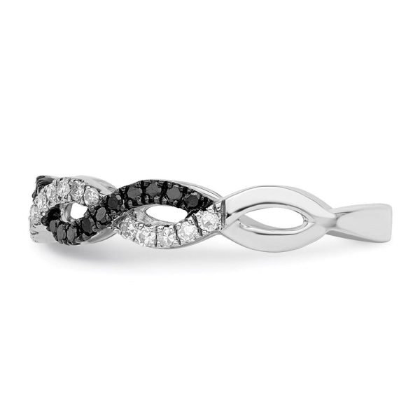 1 3 Ctw Black & White Diamond Twisted Ring in Sterling Silver For Cheap