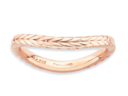 2.25mm Stackable 14K Rose Gold Plated Silver Curved Wheat Band For Discount