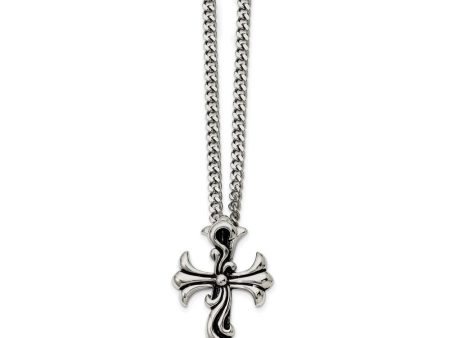 Antiqued Stainless Steel Medieval Cross Necklace - 22 Inch Supply