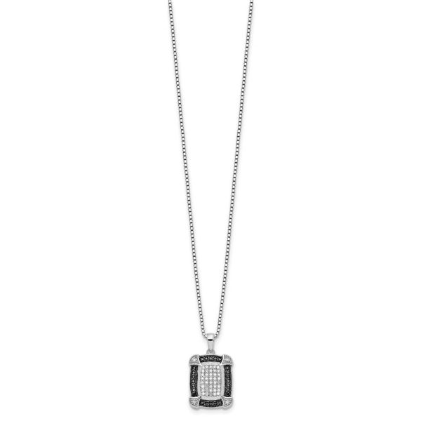 1 3 Cttw Black & White Diamond Rectangle Necklace in Sterling Silver For Sale