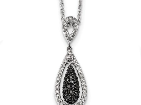 1 2 Cttw Black & White Diamond Teardrop Necklace in Sterling Silver Online Sale