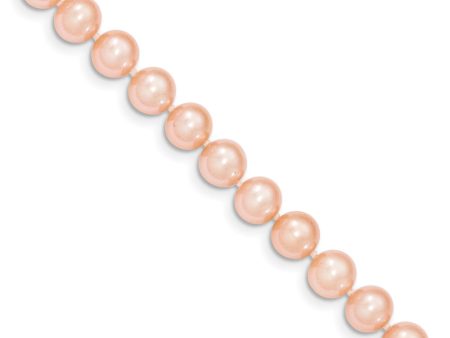 7-8mm, Pink FW Cultured Pearl & 14k Yellow Gold Clasp Necklace Supply