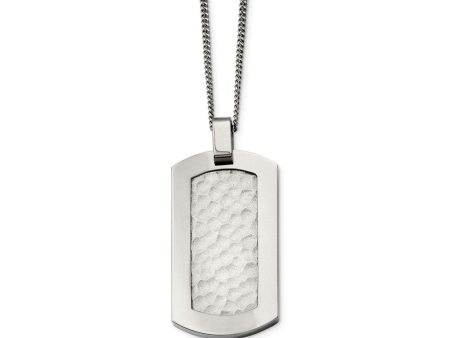 Titanium Hammered Dog Tag Necklace 22 Inch For Cheap