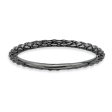 1.5mm Stackable Black Plated Silver Crisscross Band Hot on Sale